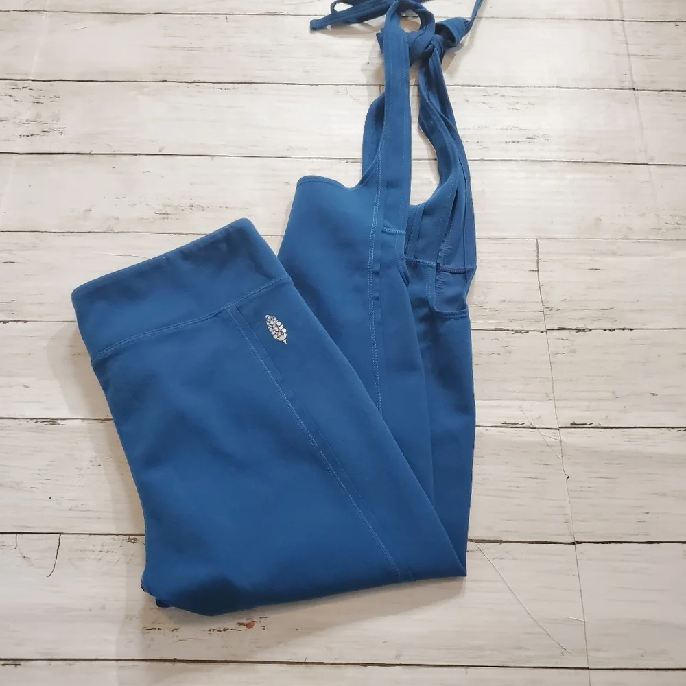 Free people movement turnout wrap tie leggings teal blue size‎ small